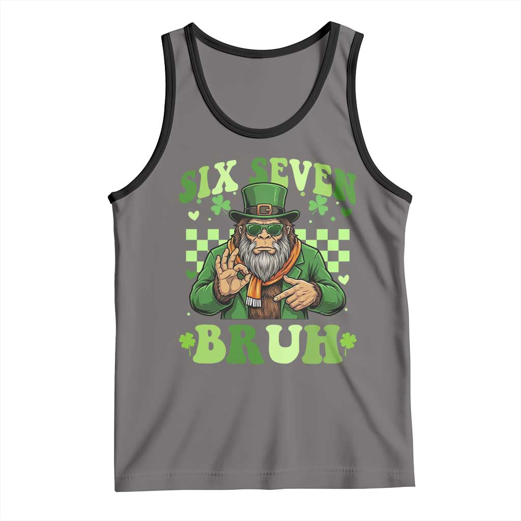 Bigfoot Six Seven Bruh Tank Top Gen Z Irish Gift TS12 Deep Heather Black Print Your Wear