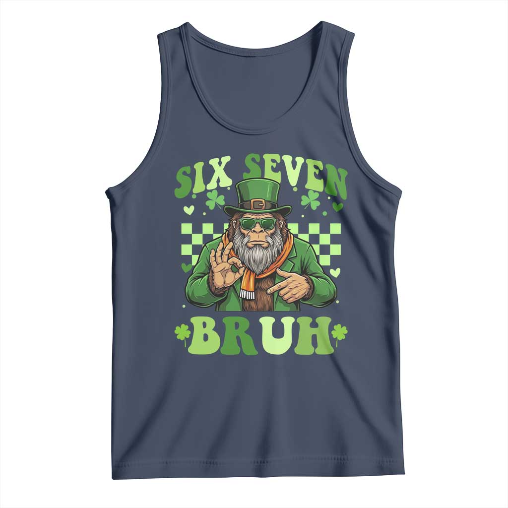 Bigfoot Six Seven Bruh Tank Top Gen Z Irish Gift TS12 Navy Print Your Wear