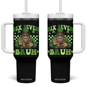 Bigfoot Six Seven Bruh Tumbler With Handle Gen Z Irish Gift TS12 One Size: 40 oz Black Print Your Wear