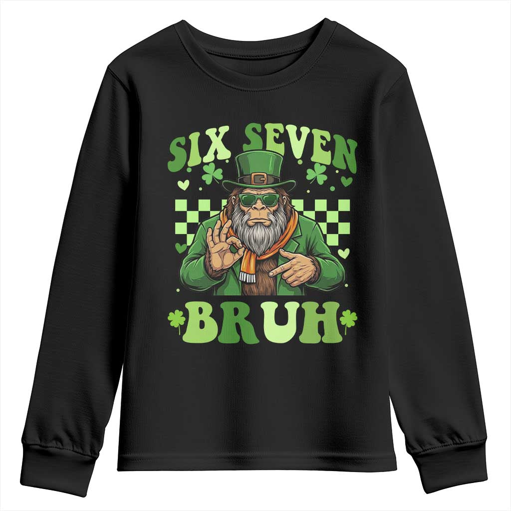 Bigfoot Six Seven Bruh Youth Sweatshirt Gen Z Irish Gift TS12 Black Print Your Wear