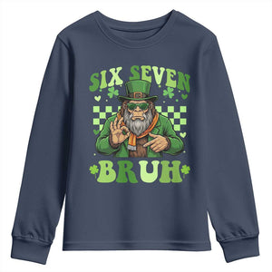 Bigfoot Six Seven Bruh Youth Sweatshirt Gen Z Irish Gift TS12 Navy Print Your Wear