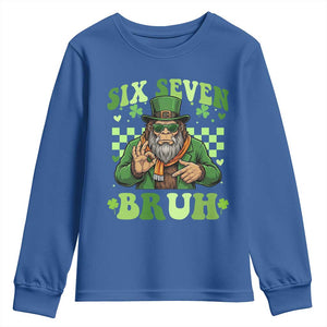 Bigfoot Six Seven Bruh Youth Sweatshirt Gen Z Irish Gift TS12 Royal Blue Print Your Wear