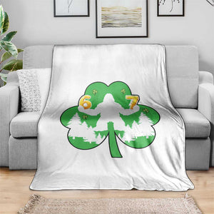 St Patricks Day Bigfoot Shamrock Throw Blanket Six Seven Meme TS12 Print Your Wear