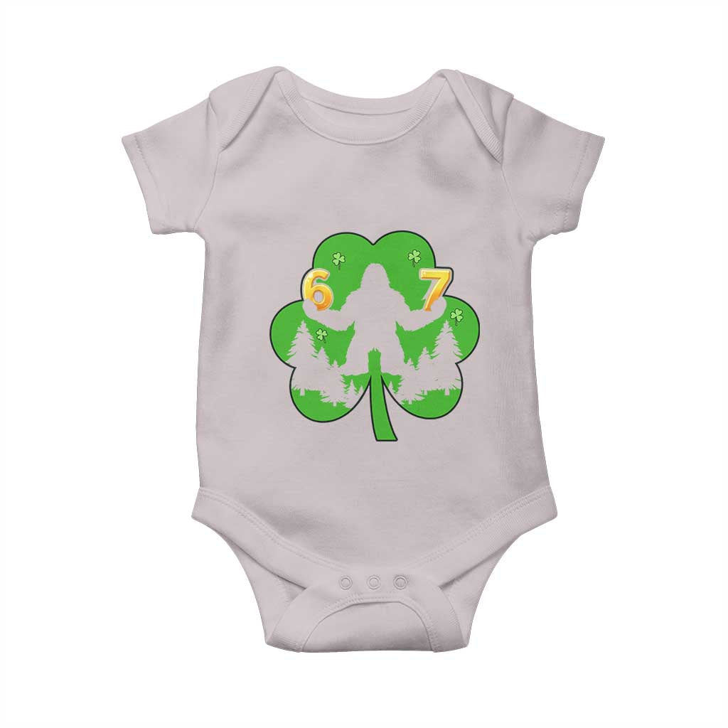 St Patricks Day Bigfoot Shamrock Baby Onesie Six Seven Meme TS12 Ice Gray Print Your Wear