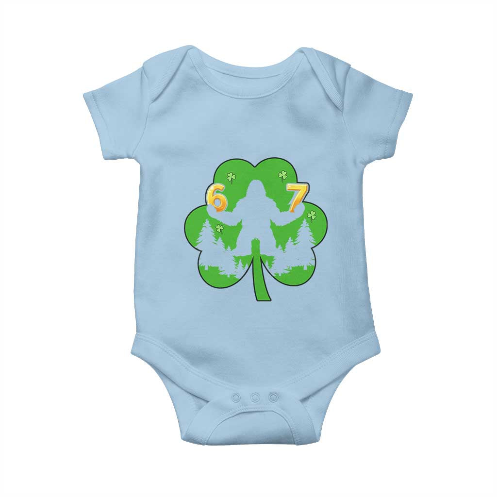 St Patricks Day Bigfoot Shamrock Baby Onesie Six Seven Meme TS12 Light Blue Print Your Wear
