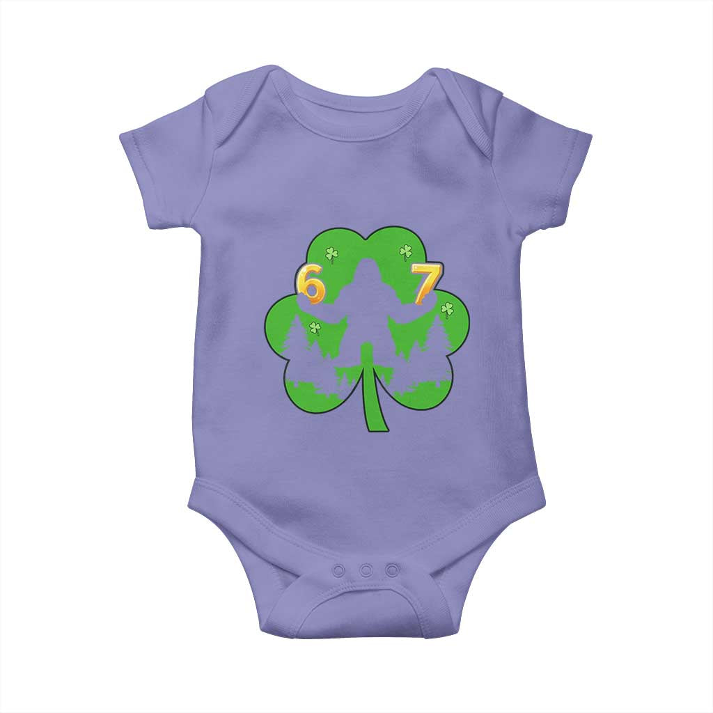 St Patricks Day Bigfoot Shamrock Baby Onesie Six Seven Meme TS12 Violet Print Your Wear