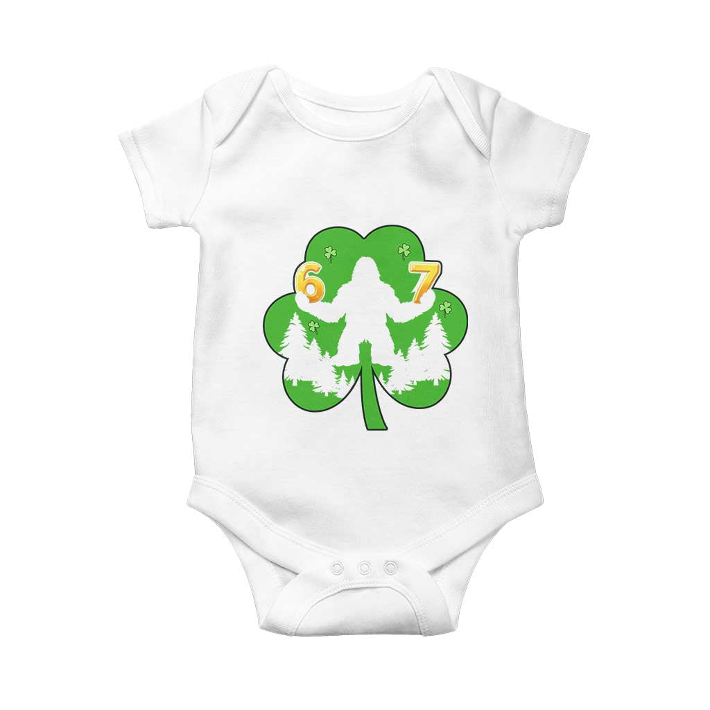 St Patricks Day Bigfoot Shamrock Baby Onesie Six Seven Meme TS12 White Print Your Wear