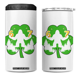St Patricks Day Bigfoot Shamrock 4 in 1 Can Cooler Tumbler Six Seven Meme TS12 One Size: 16 oz White Print Your Wear