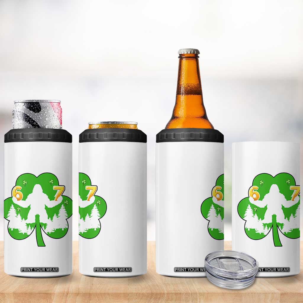 St Patricks Day Bigfoot Shamrock 4 in 1 Can Cooler Tumbler Six Seven Meme TS12 Print Your Wear