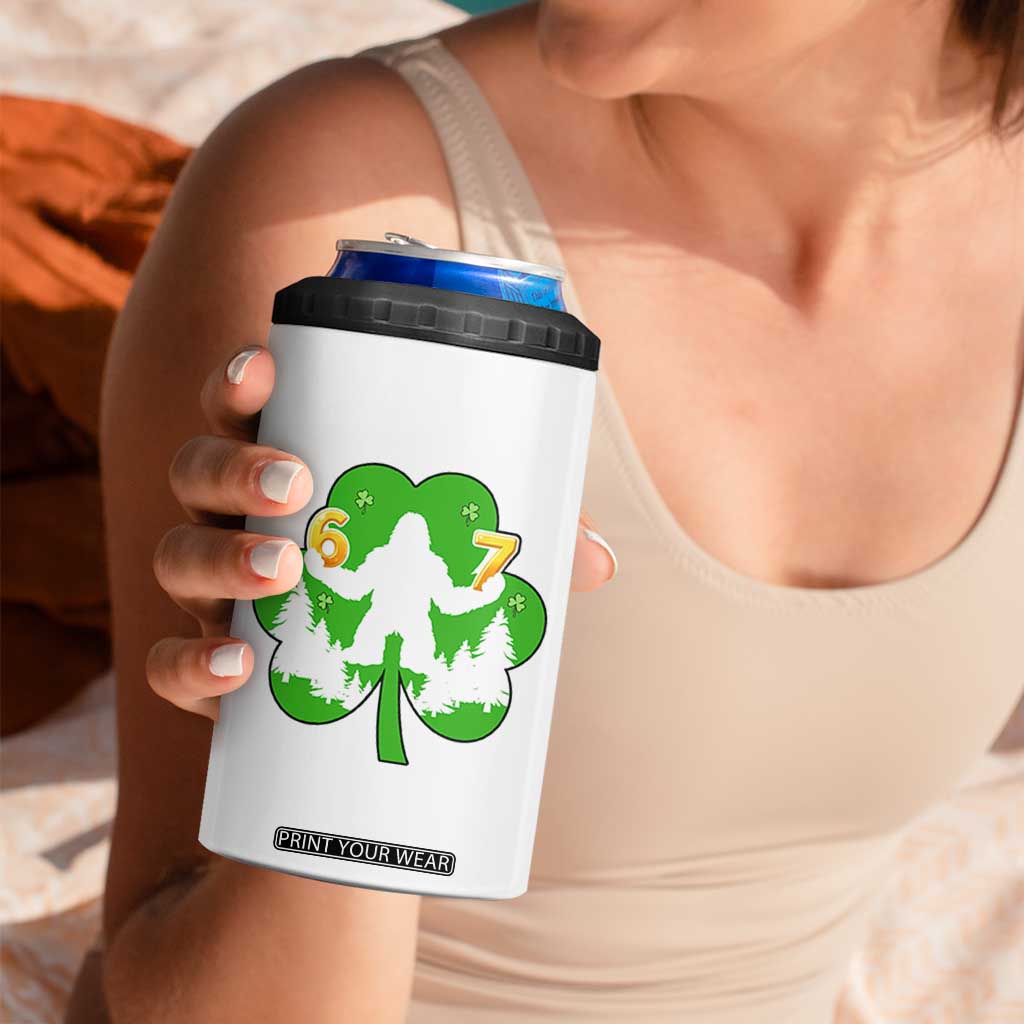 St Patricks Day Bigfoot Shamrock 4 in 1 Can Cooler Tumbler Six Seven Meme TS12 Print Your Wear