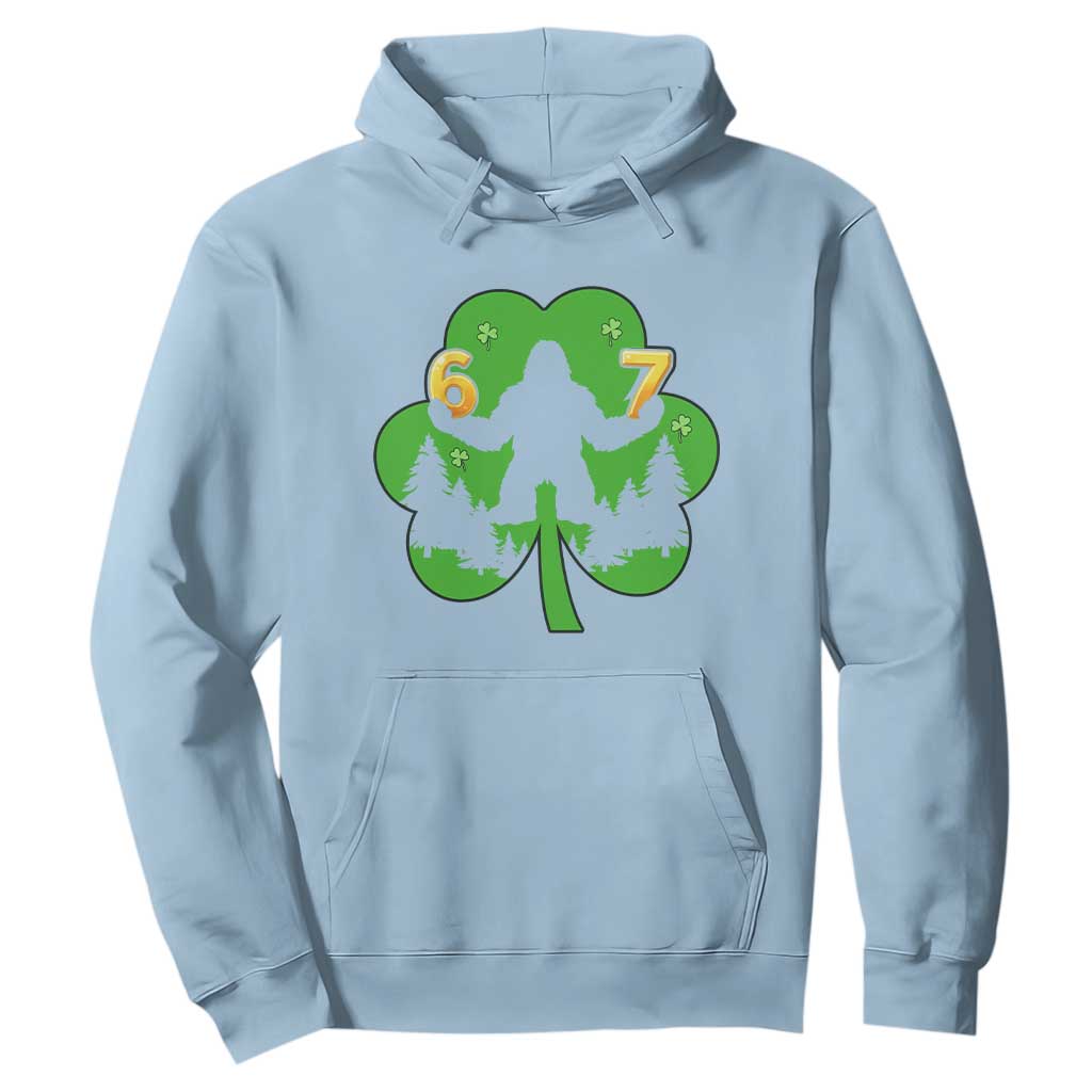 St Patricks Day Bigfoot Shamrock Hoodie Six Seven Meme TS12 Light Blue Print Your Wear