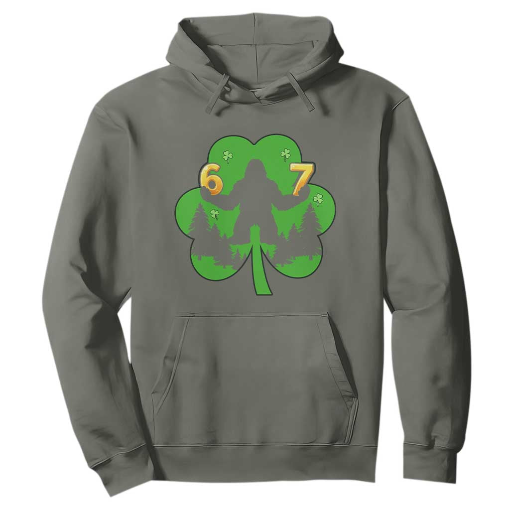 St Patricks Day Bigfoot Shamrock Hoodie Six Seven Meme TS12 Military Green Print Your Wear