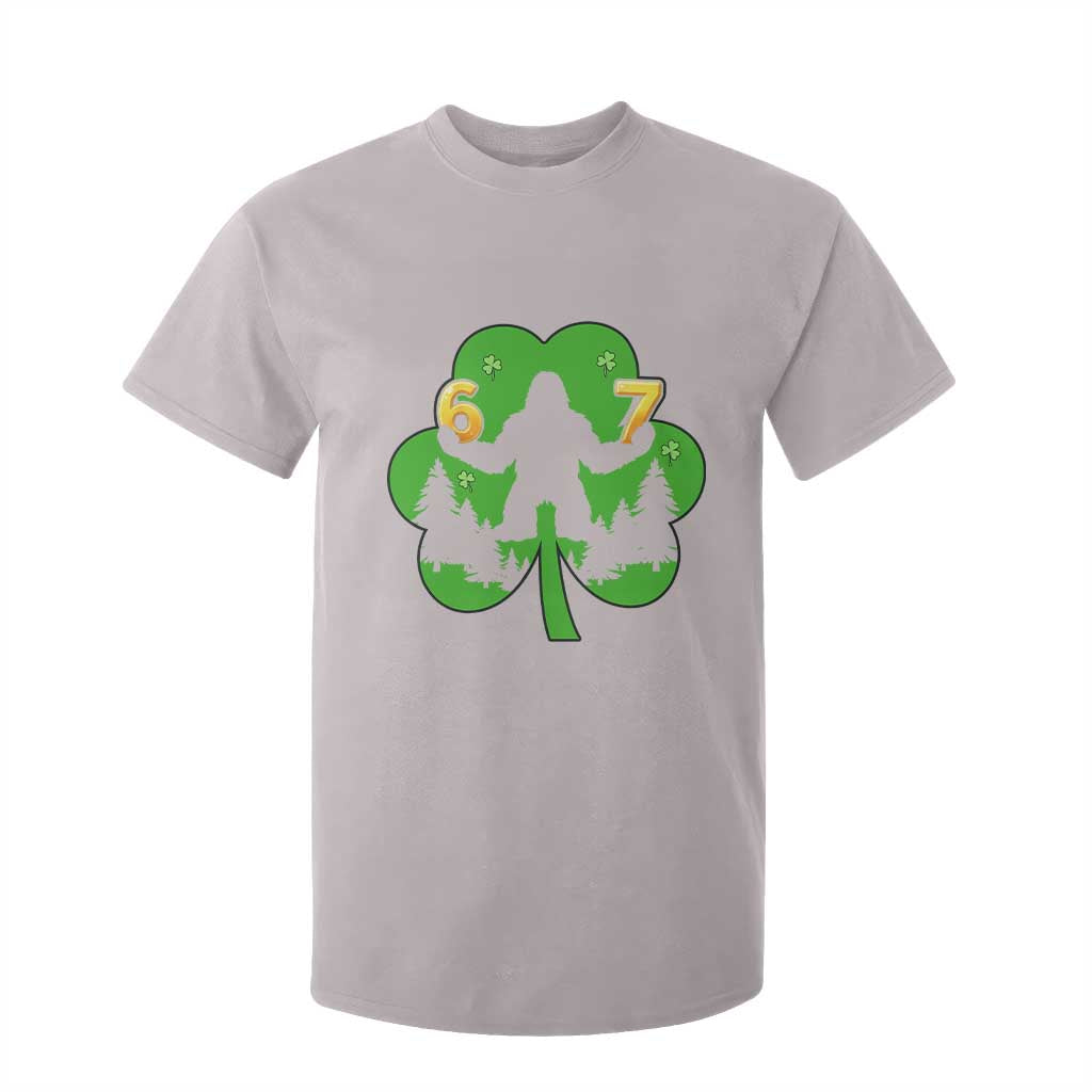 St Patricks Day Bigfoot Shamrock T Shirt For Kid Six Seven Meme TS12 Ice Gray Print Your Wear
