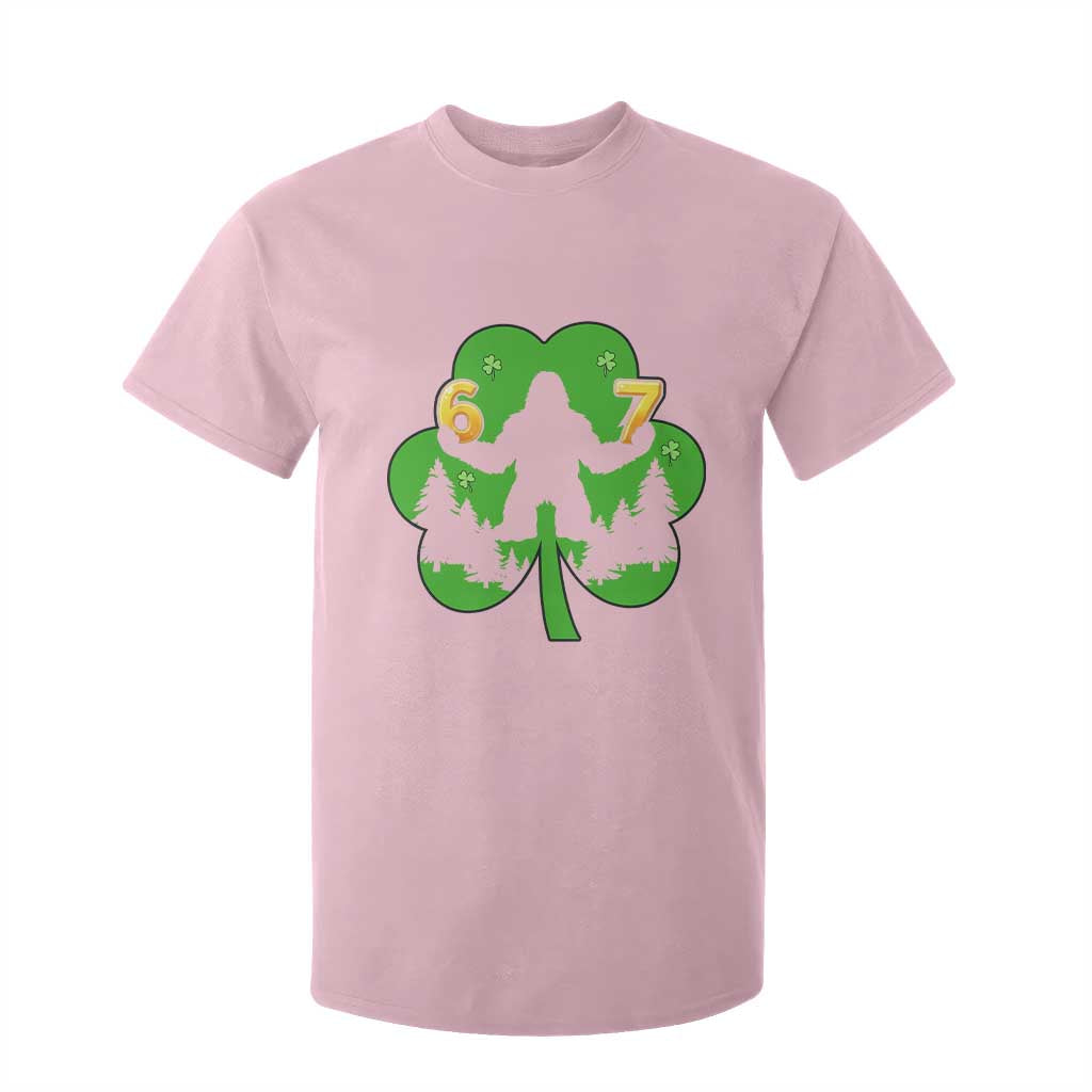 St Patricks Day Bigfoot Shamrock T Shirt For Kid Six Seven Meme TS12 Light Pink Print Your Wear