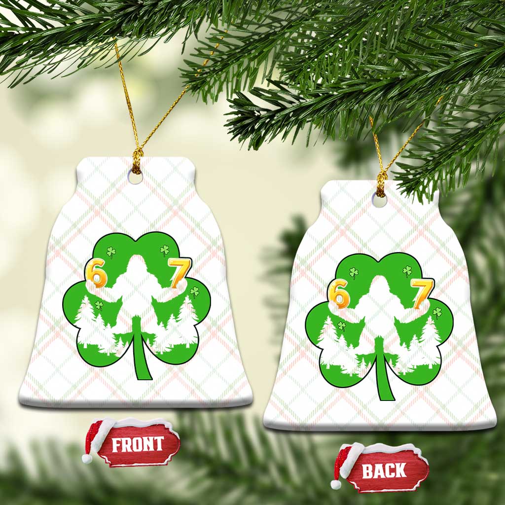 St Patricks Day Bigfoot Shamrock Ceramic Ornament Six Seven Meme TS12 Print Your Wear