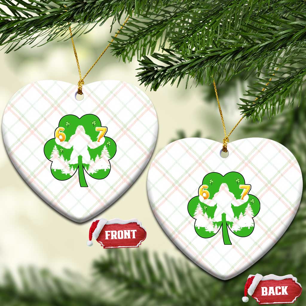 St Patricks Day Bigfoot Shamrock Ceramic Ornament Six Seven Meme TS12 Print Your Wear