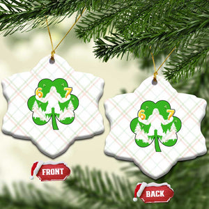 St Patricks Day Bigfoot Shamrock Ceramic Ornament Six Seven Meme TS12 Print Your Wear