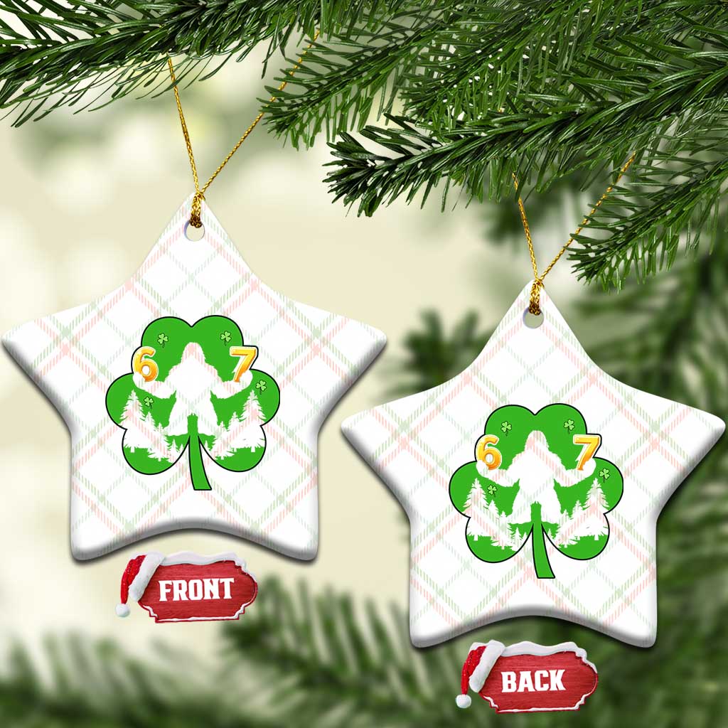St Patricks Day Bigfoot Shamrock Ceramic Ornament Six Seven Meme TS12 Print Your Wear