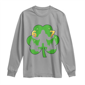 St Patricks Day Bigfoot Shamrock Long Sleeve Shirt Six Seven Meme TS12 Sport Gray Print Your Wear