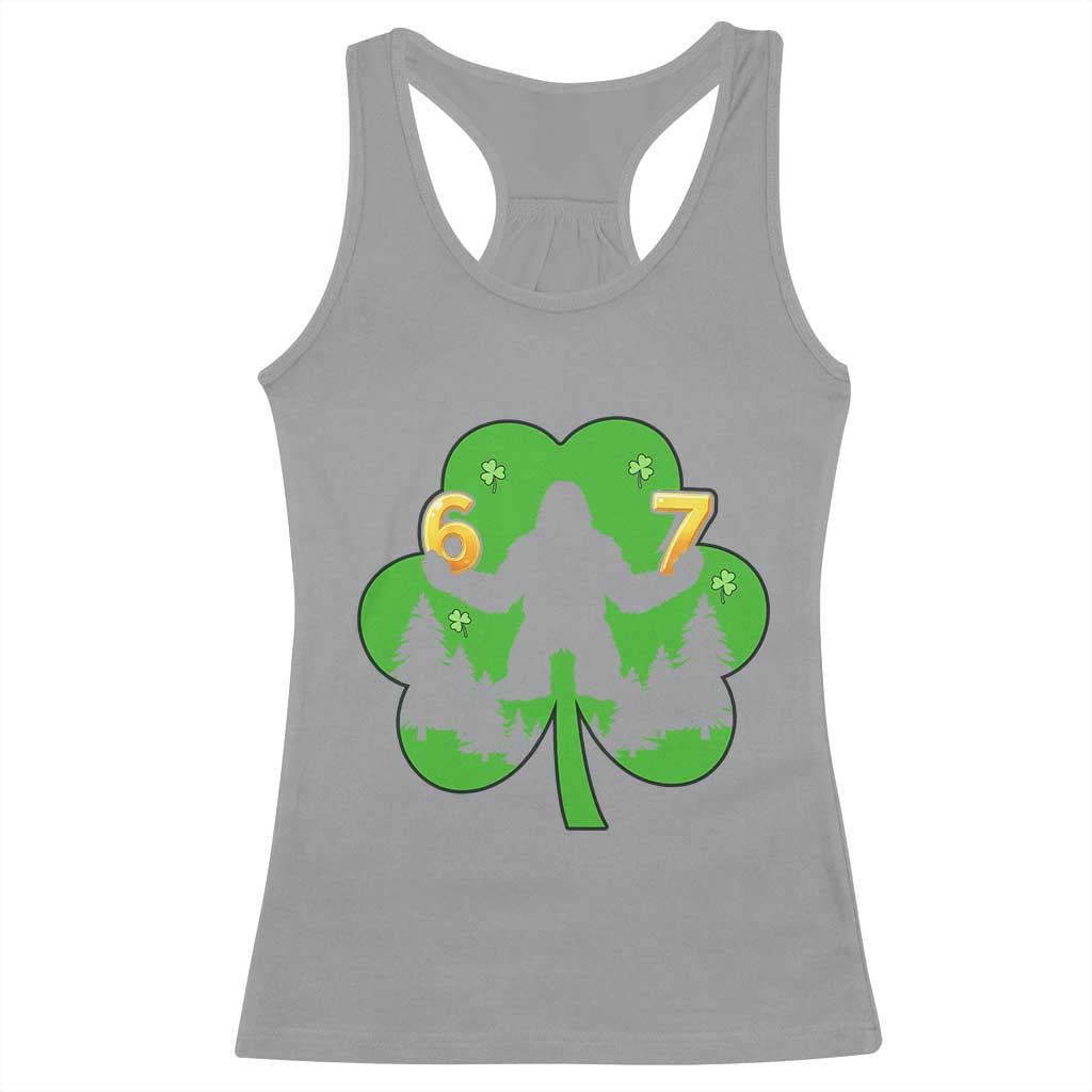 St Patricks Day Bigfoot Shamrock Racerback Tank Top Six Seven Meme TS12 Sport Gray Print Your Wear