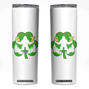 St Patricks Day Bigfoot Shamrock Skinny Tumbler Six Seven Meme TS12 White Print Your Wear