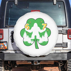 St Patricks Day Bigfoot Shamrock Spare Tire Cover Six Seven Meme TS12 No hole White Print Your Wear