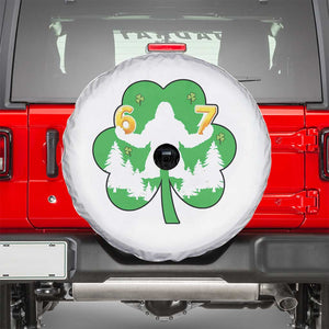 St Patricks Day Bigfoot Shamrock Spare Tire Cover Six Seven Meme TS12 White Print Your Wear