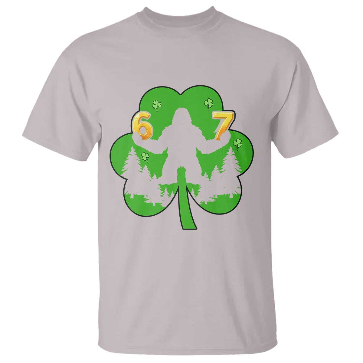 St Patricks Day Bigfoot Shamrock T Shirt Six Seven Meme TS12 Ice Gray Print Your Wear