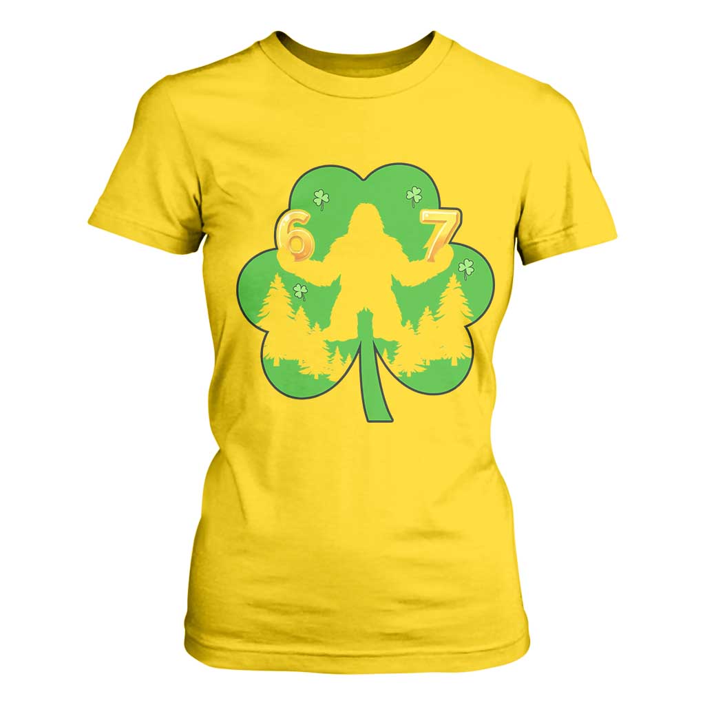 St Patricks Day Bigfoot Shamrock T Shirt For Women Six Seven Meme TS12 Daisy Print Your Wear