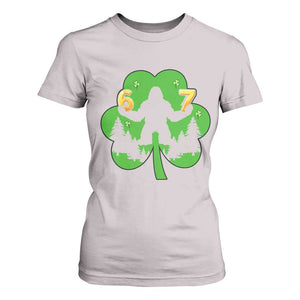 St Patricks Day Bigfoot Shamrock T Shirt For Women Six Seven Meme TS12 Ice Gray Print Your Wear