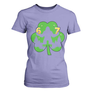St Patricks Day Bigfoot Shamrock T Shirt For Women Six Seven Meme TS12 Violet Print Your Wear