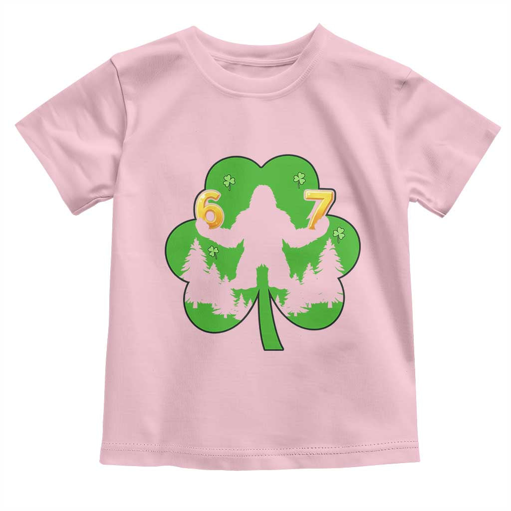 St Patricks Day Bigfoot Shamrock Toddler T Shirt Six Seven Meme TS12 Light Pink Print Your Wear