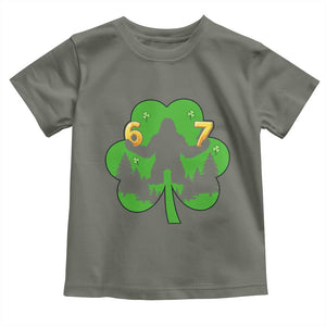 St Patricks Day Bigfoot Shamrock Toddler T Shirt Six Seven Meme TS12 Military Green Print Your Wear