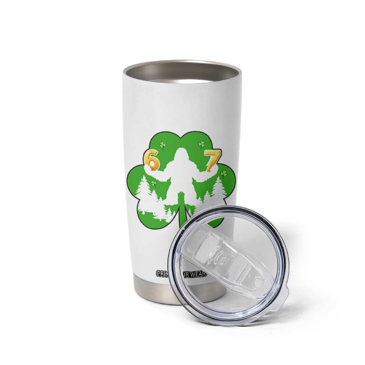 St Patricks Day Bigfoot Shamrock Tumbler Cup Six Seven Meme TS12 Print Your Wear