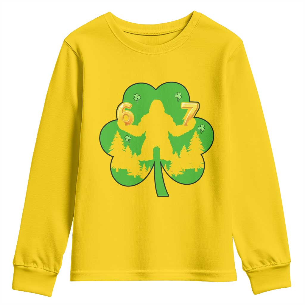 St Patricks Day Bigfoot Shamrock Youth Sweatshirt Six Seven Meme TS12 Daisy Print Your Wear