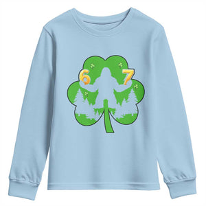 St Patricks Day Bigfoot Shamrock Youth Sweatshirt Six Seven Meme TS12 Light Blue Print Your Wear