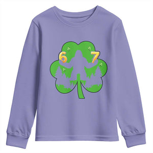 St Patricks Day Bigfoot Shamrock Youth Sweatshirt Six Seven Meme TS12 Violet Print Your Wear