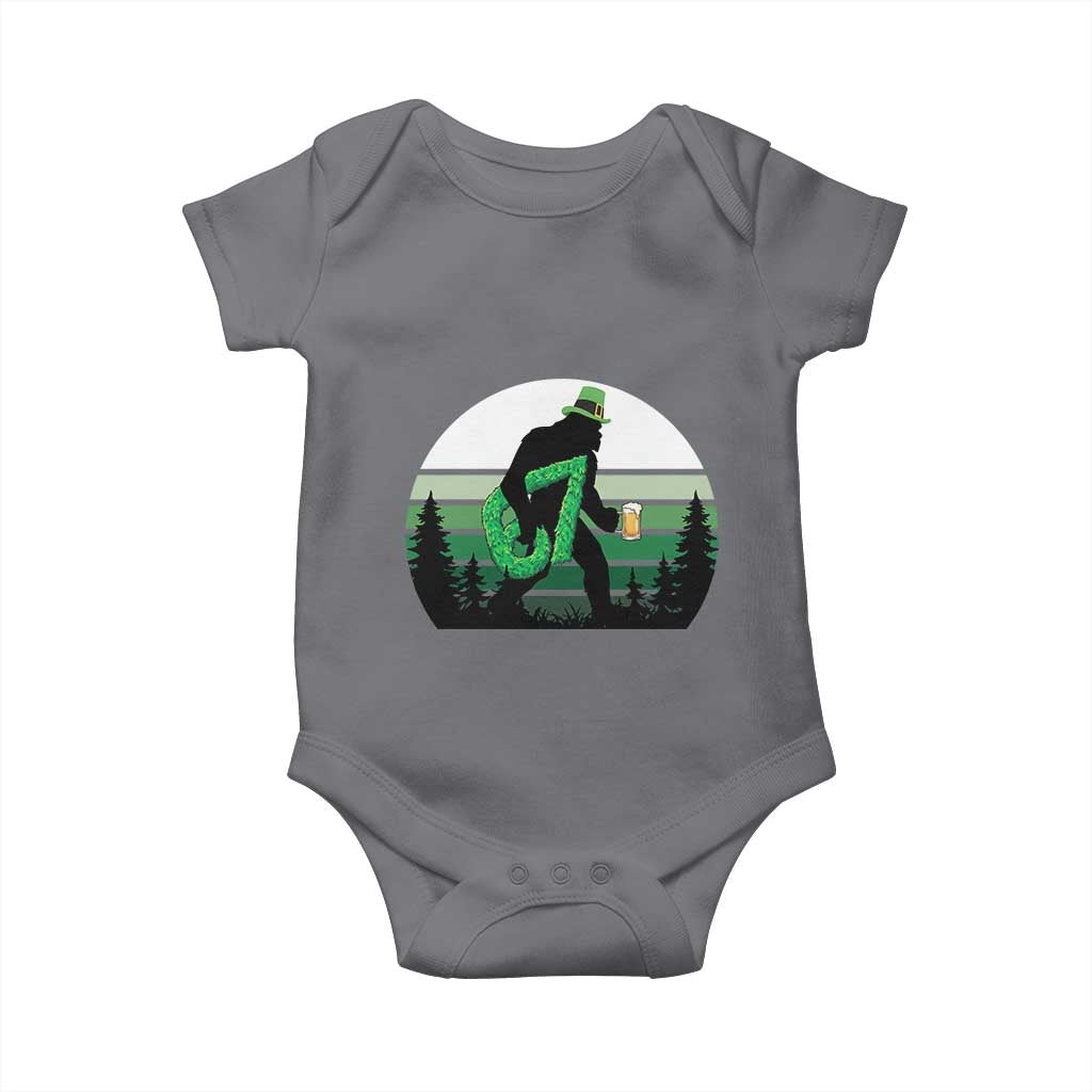 Funny St Patricks Bigfoot Says Six Seven Baby Onesie Gen Z Irish Gift TS12 Charcoal Print Your Wear