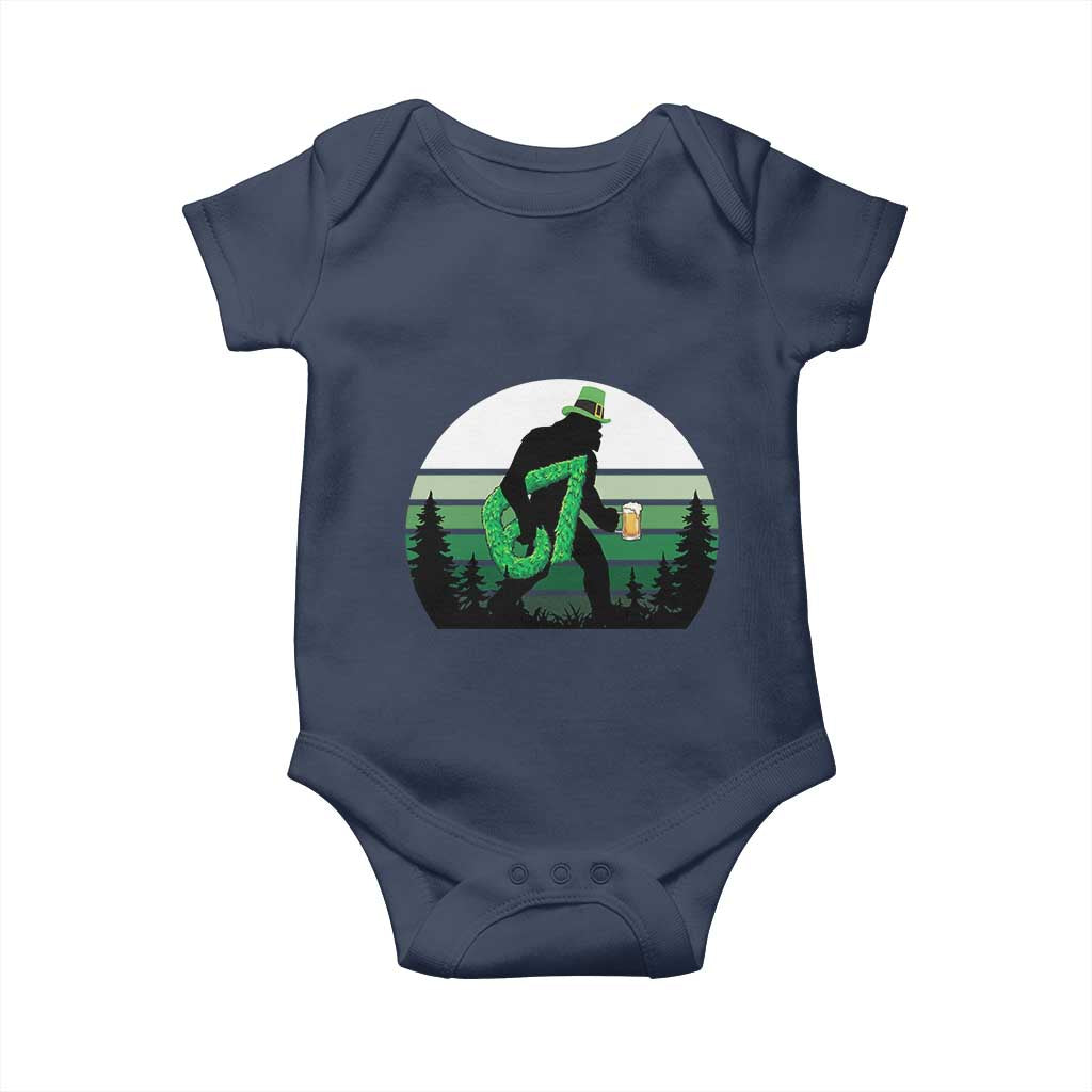 Funny St Patricks Bigfoot Says Six Seven Baby Onesie Gen Z Irish Gift TS12 Navy Print Your Wear