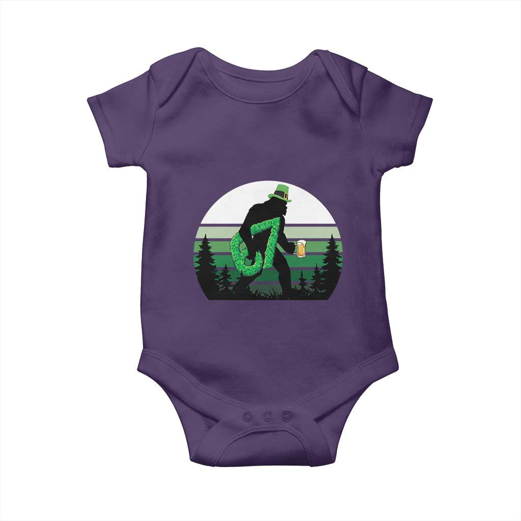 Funny St Patricks Bigfoot Says Six Seven Baby Onesie Gen Z Irish Gift TS12 Purple Print Your Wear