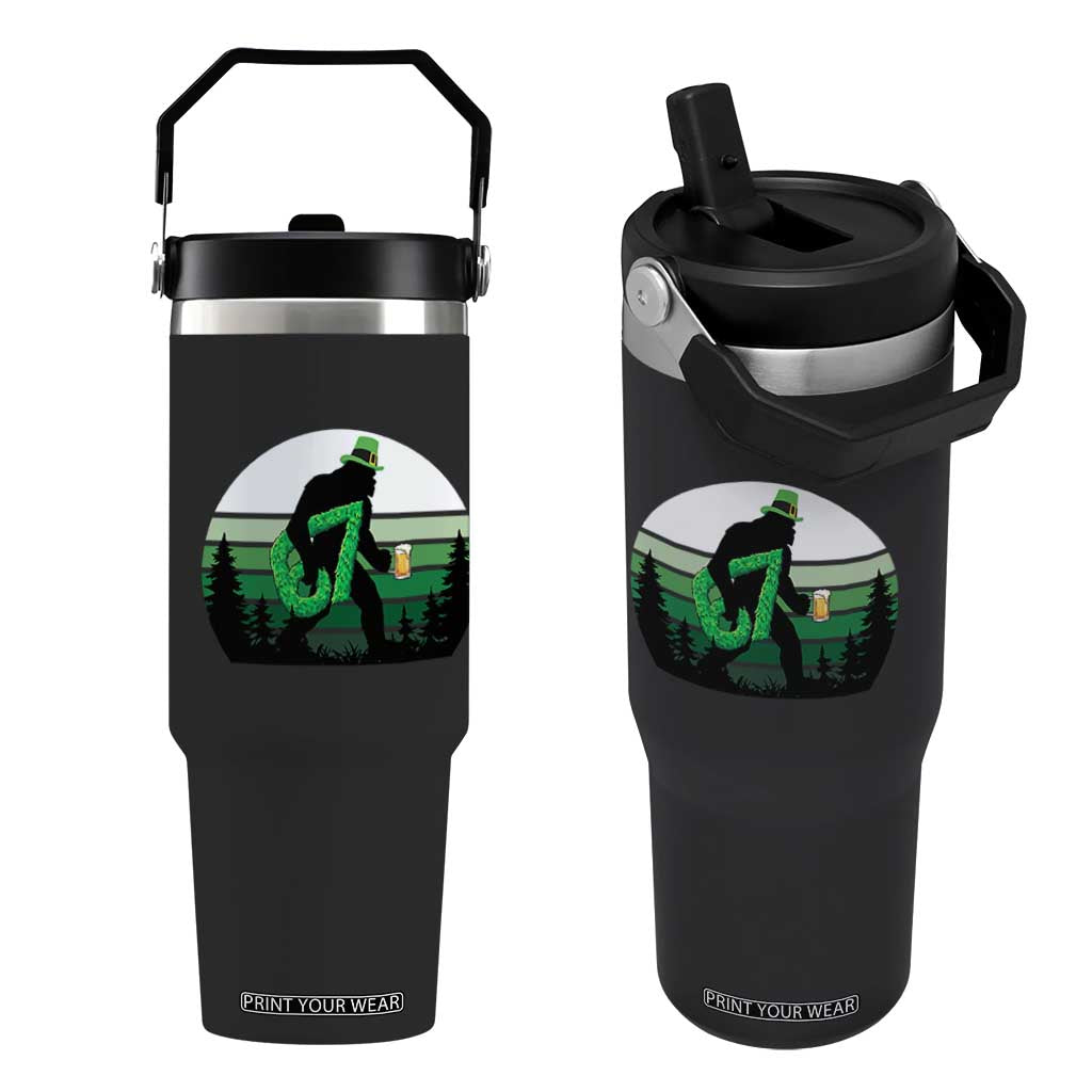 Funny St Patricks Bigfoot Says Six Seven Flip Straw Tumbler Gen Z Irish Gift TS12 One Size: 30 oz Black Print Your Wear