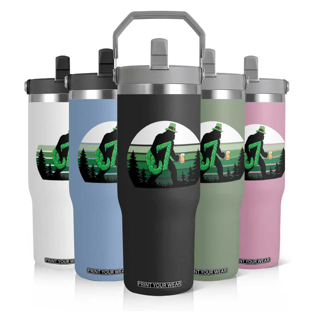 Funny St Patricks Bigfoot Says Six Seven Flip Straw Tumbler Gen Z Irish Gift TS12 Print Your Wear