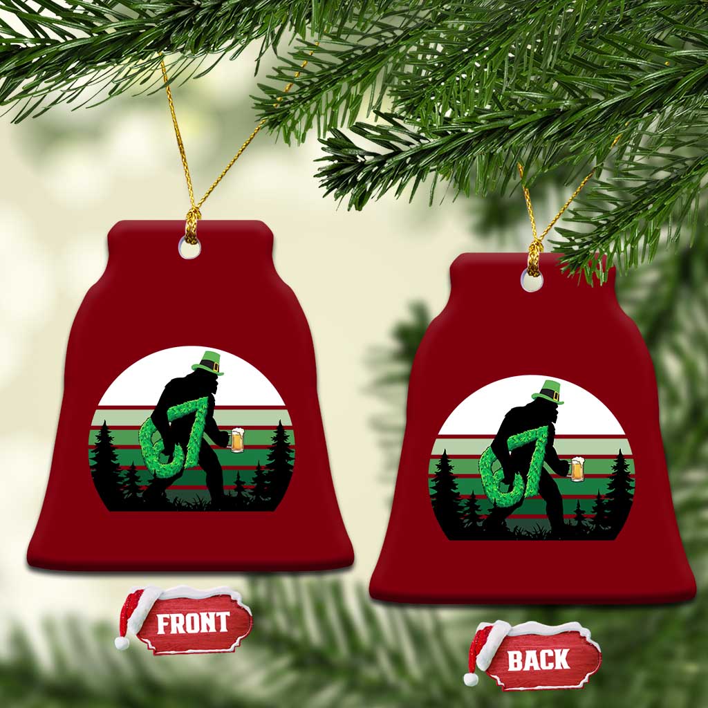 Funny St Patricks Bigfoot Says Six Seven Ceramic Ornament Gen Z Irish Gift TS12 Print Your Wear