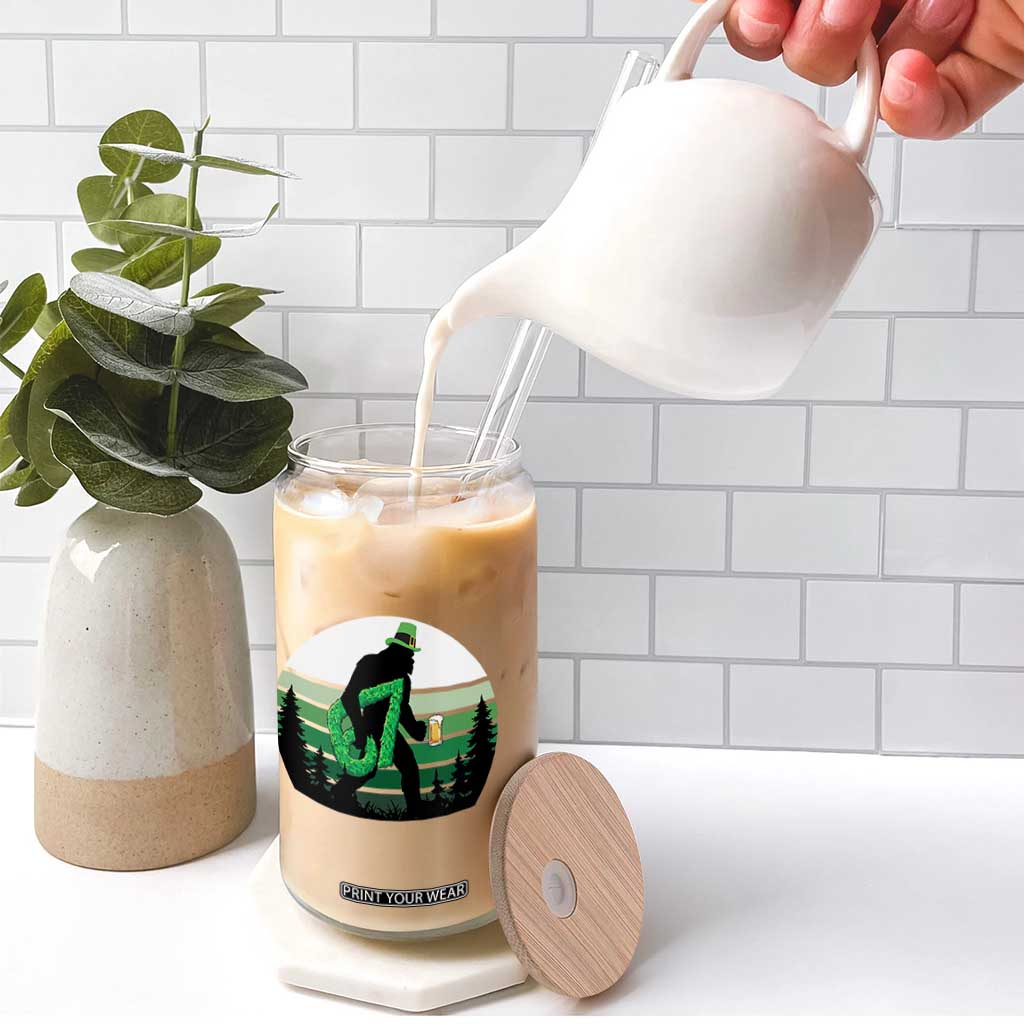 Funny St Patricks Bigfoot Says Six Seven Glass Can Gen Z Irish Gift TS12 Print Your Wear