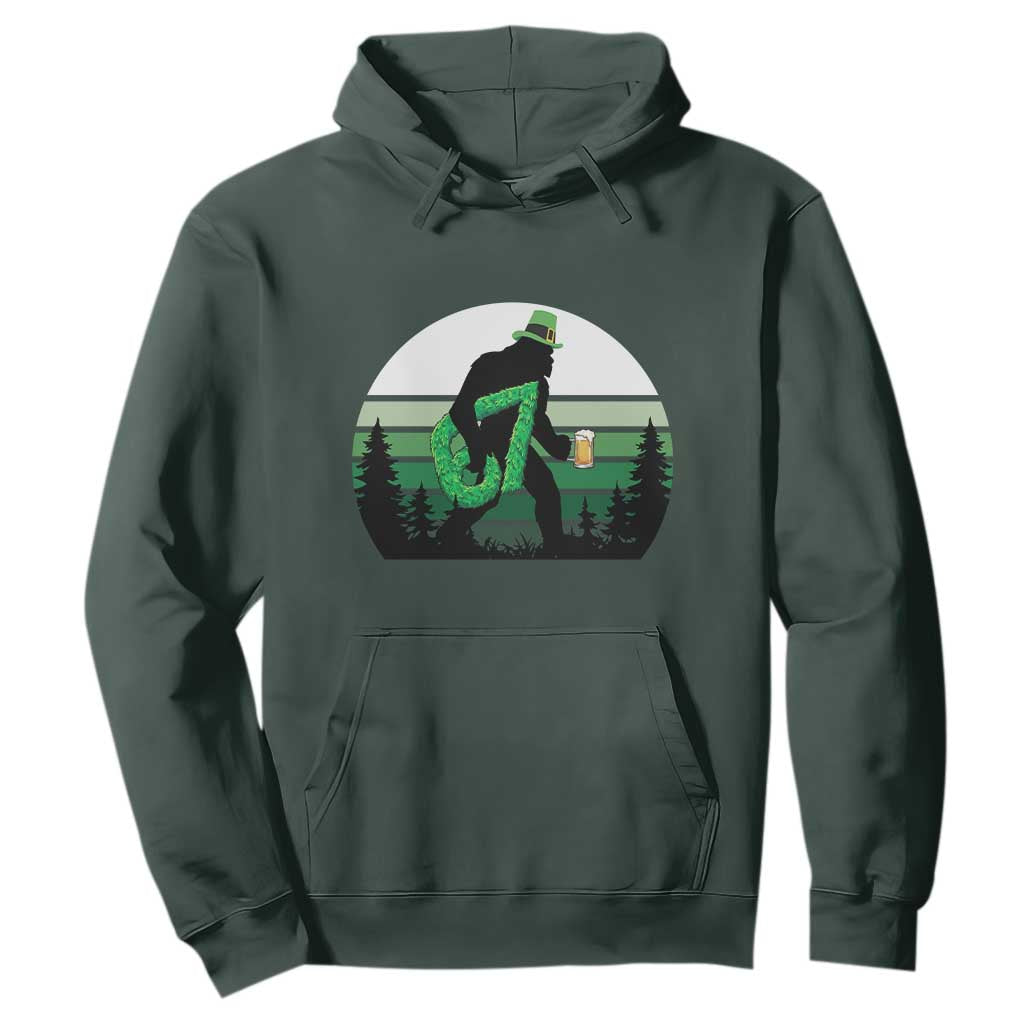 Funny St Patricks Bigfoot Says Six Seven Hoodie Gen Z Irish Gift TS12 Dark Forest Green Print Your Wear