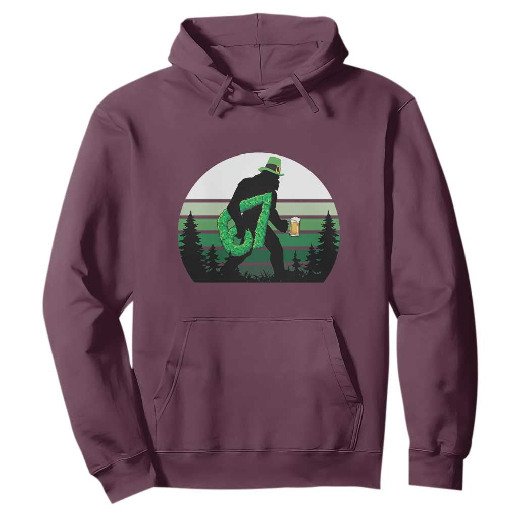 Funny St Patricks Bigfoot Says Six Seven Hoodie Gen Z Irish Gift TS12 Maroon Print Your Wear