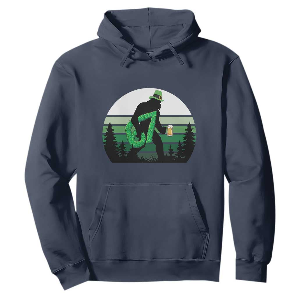 Funny St Patricks Bigfoot Says Six Seven Hoodie Gen Z Irish Gift TS12 Navy Print Your Wear