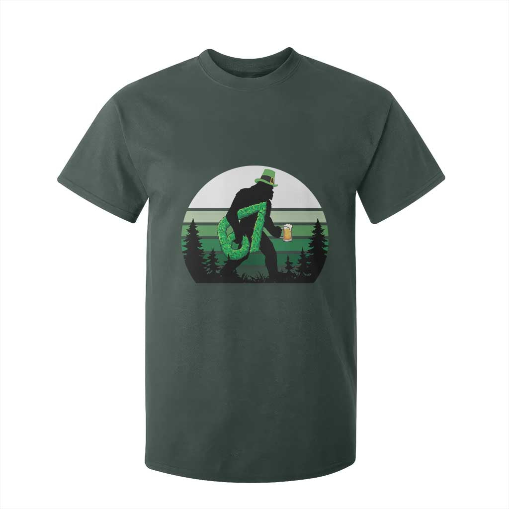 Funny St Patricks Bigfoot Says Six Seven T Shirt For Kid Gen Z Irish Gift TS12 Dark Forest Green Print Your Wear