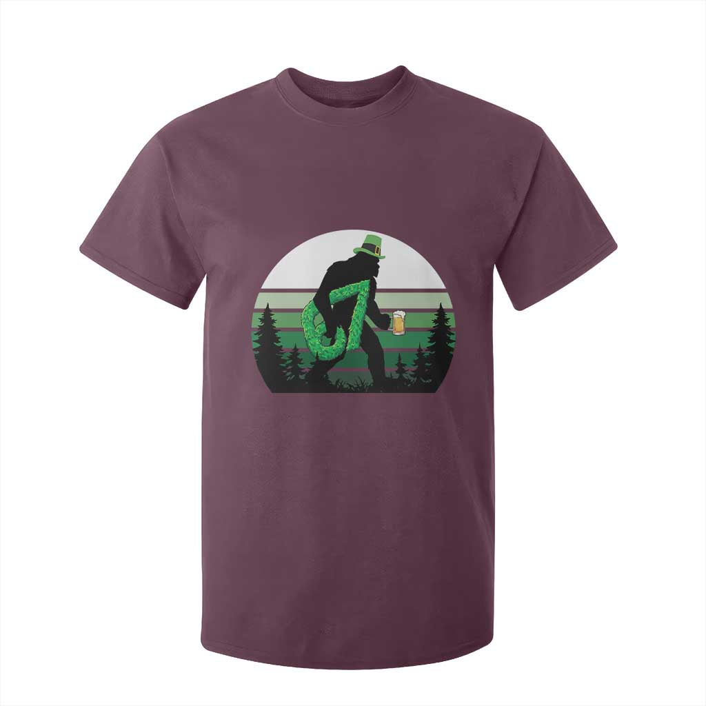 Funny St Patricks Bigfoot Says Six Seven T Shirt For Kid Gen Z Irish Gift TS12 Maroon Print Your Wear