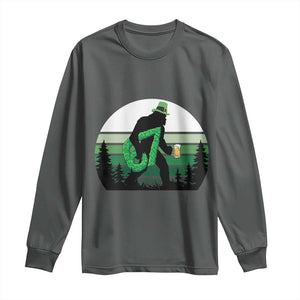 Funny St Patricks Bigfoot Says Six Seven Long Sleeve Shirt Gen Z Irish Gift TS12 Dark Heather Print Your Wear